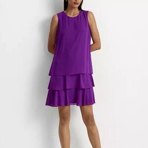 Ralph Lauren Black Label Georgette Tiered Shift Dress size 8